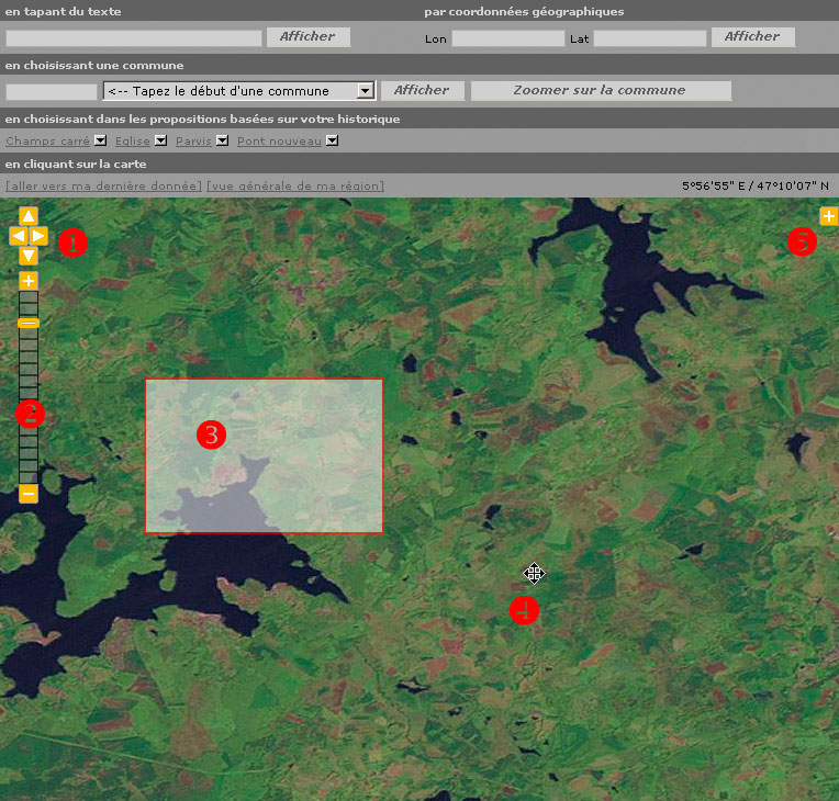 Commandes de base de la navigation dans les cartes zoomables