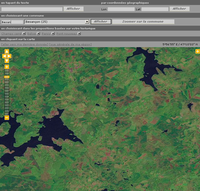 Interface de sélection d'une localisation