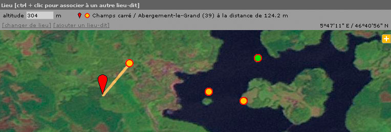 Exemple de positionnement du pointeur rouge