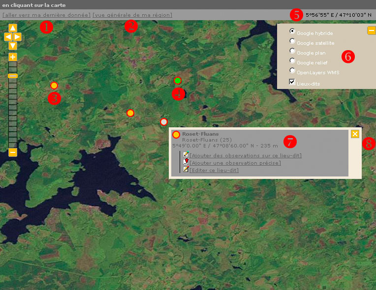 Suite des ommandes de base de la navigation dans les cartes zoomables